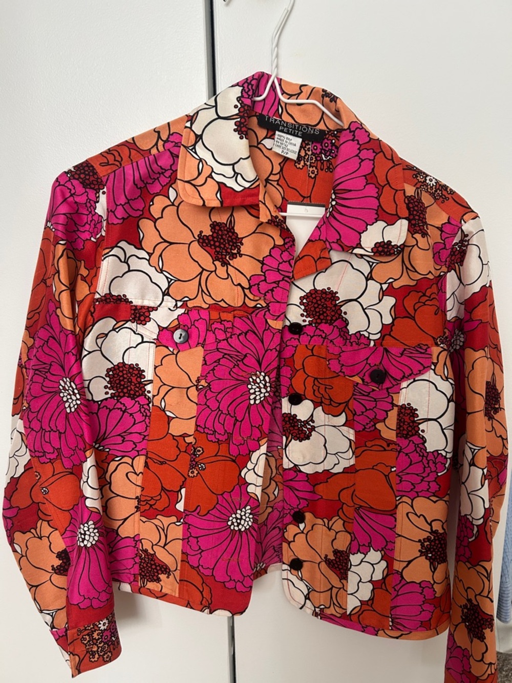 Floral Crop Jacket - Pink & Orange